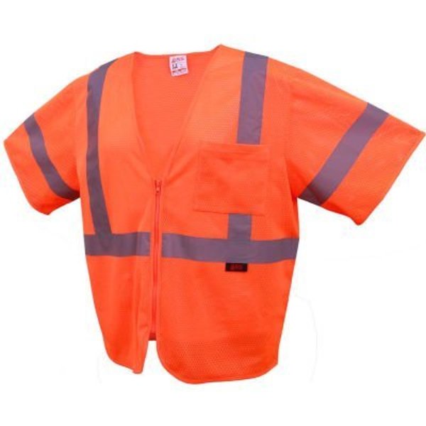 Gss Safety GSS Safety 2002 Standard Class 3 Mesh Zipper Safety Vest, Orange, 2XL 2002-2XL